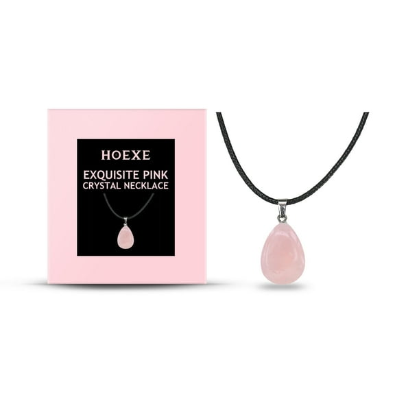 Pink Crystal Stone Pendant Necklace For Women，Fashion Jewelry, Natural Stone Reiki Quartz Jewelry Mothers Day Gifts 1.48 oz