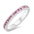 thumbnail image 1 of Pink Cubic Zirconia Channel Set Eternity Ring Sterling Silver Size 10, 1 of 4
