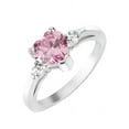 thumbnail image 1 of Pink Cubic Zirconia Heart Promise Ring 925 Sterling Silver Size 12, 1 of 2