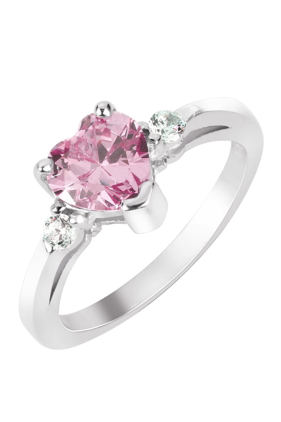 Pink Cubic Zirconia Heart Promise Ring 925 Sterling Silver Size 13