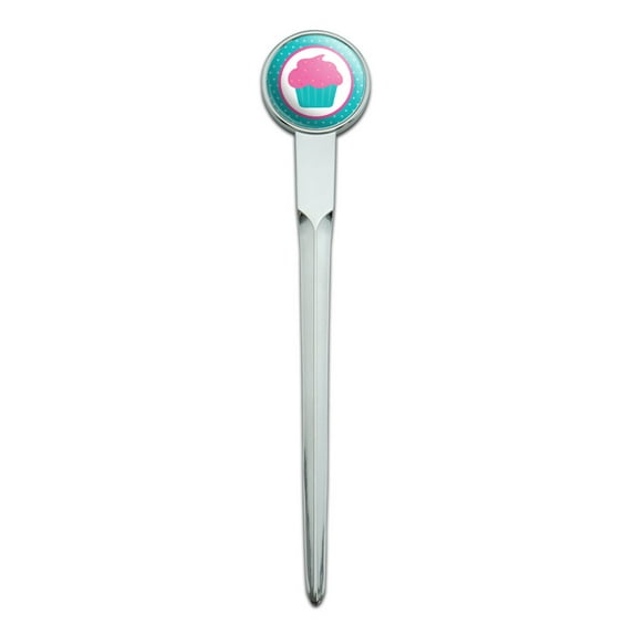Pink Cupcake with Teal Polka Dots Birthday Classic Metal Envelope Letter Opener