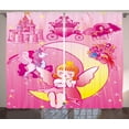 thumbnail image 1 of Ambesonne Pink Curtains 2 Panel Set, Moon Unicorn Castle, 108" x 96", Pink, 1 of 3
