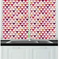 thumbnail image 1 of Pink Curtains 2 Panels Set, Geometric Triangle Patterns with Polka Dots Lines Zig Zag Prints Abstract Image Print, Window Drapes for Living Room Bedroom, 55W X 39L Inches, Multicolor, by Ambesonne, 1 of 3