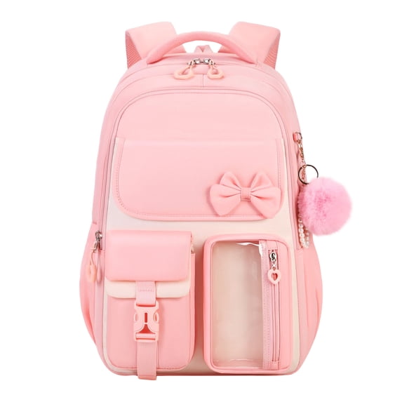 Pink Cute Backpack, 17-Inch Bookbag for Middle & Elementary School,Backpack for them Ages 6-16