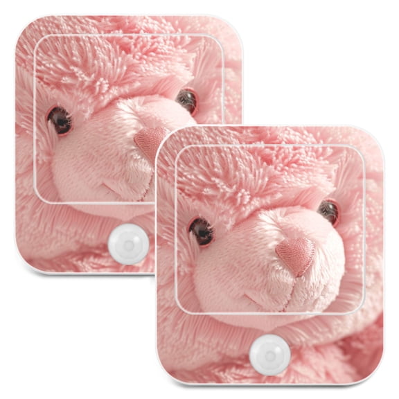 Pink Cute Bear Night Lights Plug into Wall LED with Auto Light Sensor Warm Light for Kids Hallway Bedroom Living Room Kitchen Bathroom Set of 2