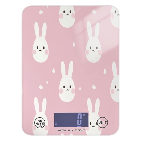Pink Cute Bunnies Food Scale Digital Kitchen Scale Waterproof Grams Ounces lbs for For Baking and Cooking