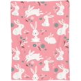 thumbnail image 1 of Pink Cute Bunny Blanket Funny Rabbit Floral Throw Blankets Gifts for Kids Adults Lightweight Soft Fleece Cozy for Sofa Couch Bed Room Easter Travel Party Decor 40x50in, 1 of 6