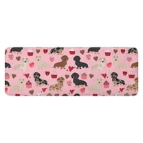 Pink Cute Dachshund Dog and Love Heart Kitchen Rug Mat,Kitchen Runner Rugs Non Skid Washable,Decorative Kitchen Floor Mats for Kitchen,Sink,Laundry,17"x47.2"