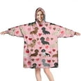 thumbnail image 1 of Pink Cute Dachshund Dog and Love Heart Wearable Oversized Blanket,Wearable Blanket Hoodie for Adults,Cozy Hooded Blankets with Super Pockets,Super Warm Fuzzy Pullover for Women & Men, 1 of 6
