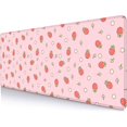 thumbnail image 1 of Pink Cute Desk Mat XL Strawberries Mouse Pad with Aesthetic Hearts Pastel Kawaii Stylish Laptop Office Gaming Mat Perfect Gift for a Trendy Workspace (31.5"x11.8"), 1 of 6