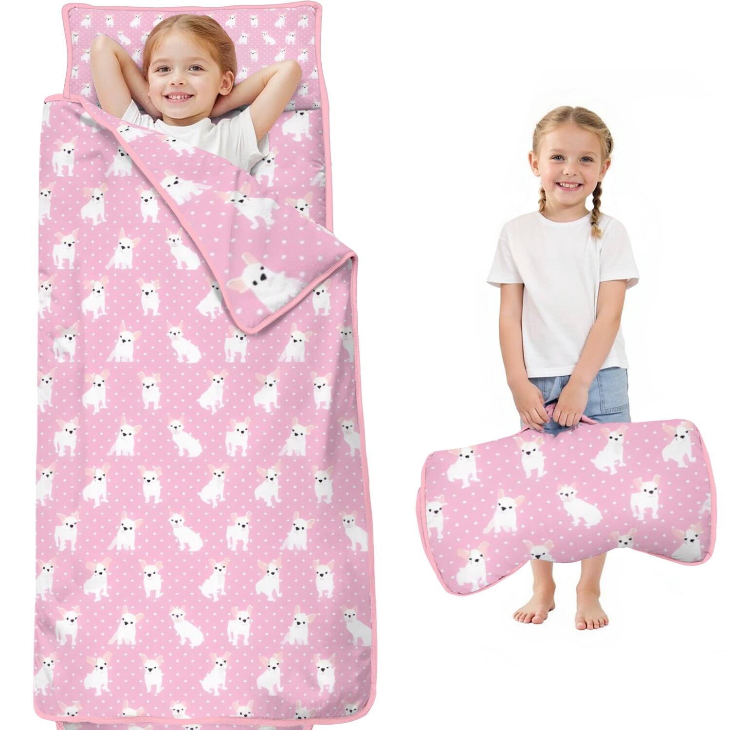 Pink Cute French Bulldogs Toddler Nap Mats for Kids Preschool,Sleeping ...