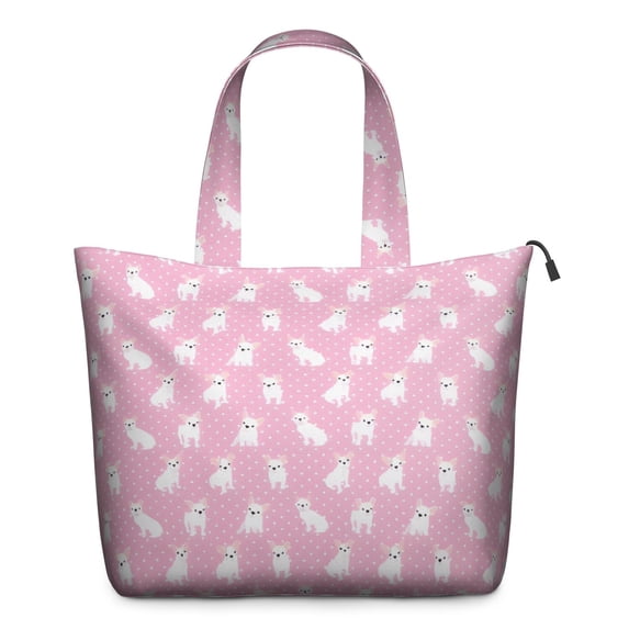 Pink Cute French Bulldogs Travel Tote Bags for Women Carry On,Large Weekender Bags for Women Travel,Multi Functional Duffle Bag for Work,Shopping,Sports
