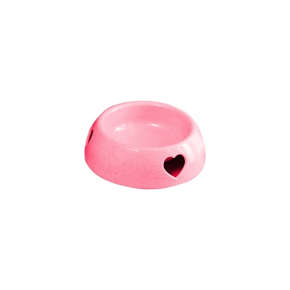Pink Cute Oval Plastic Pet Bowl Anti Knockover Non Slip Cat Dog Food Water Dish Easy Clean 6.9X5.1 Inch