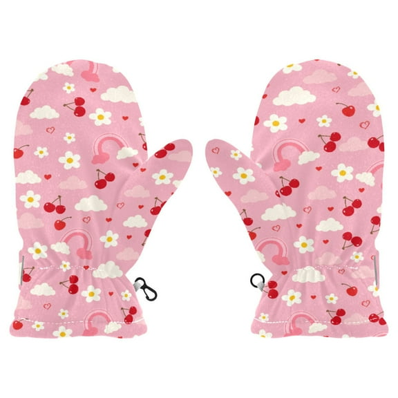 Pink Cute Pattern Cold Weather Mittens Cozy Gloves with Adjustable Fit Perfect for Outdoor Fun