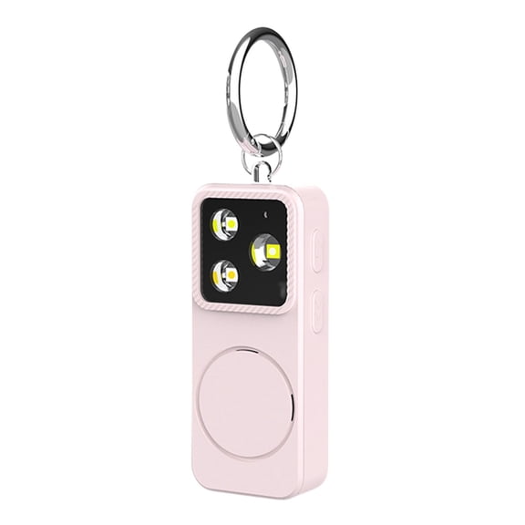 Pink Cute Personal Safety Alarm for Women, Rechargeable Anti-Wolf Keychain with LED Flashlight & Anti-Spy Camera