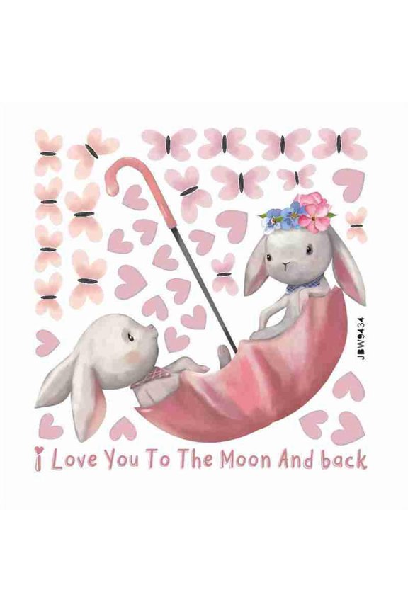 Pink Cute Rabbit Wall Sticker For Kids Room, Living Room Bedroom Wall Decoration, Home Decoration, Door Sticker
