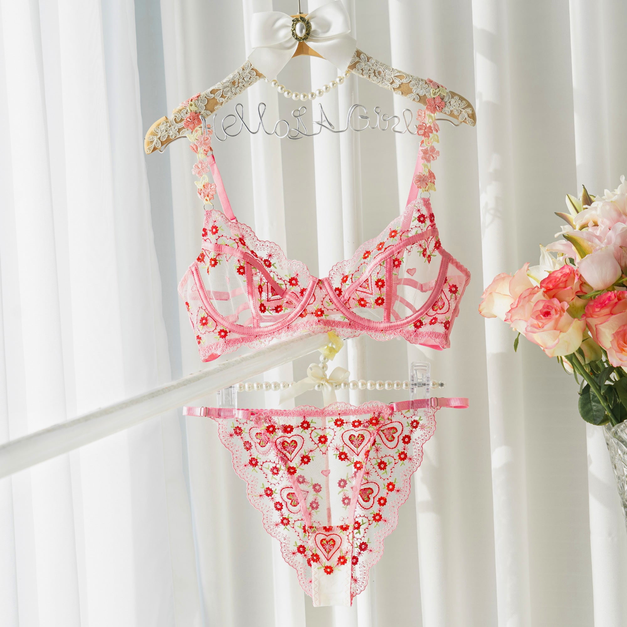 Pink Cute Sweetheart Lingerie Set (PINK, L)