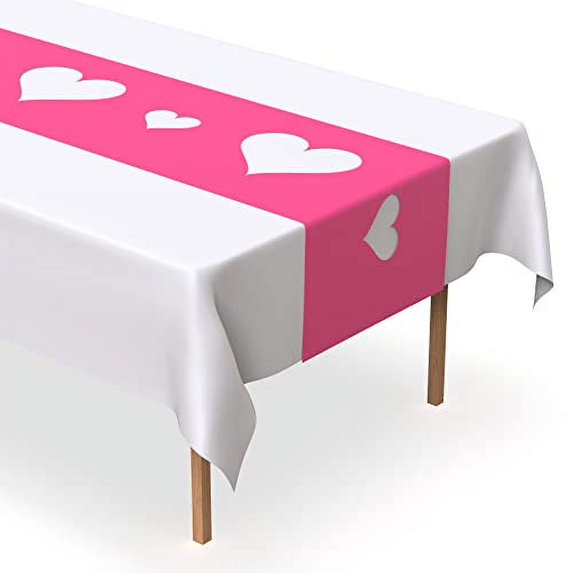Pink Cutout Heart Plastic Table Runner -5 Pack- For Mothers Day, Valentines Day, Parties And Birthdays