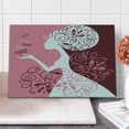 thumbnail image 1 of Pink Cutting Board, Drawing Girl with Butterflies Floral Ornaments Swirled Branches, Decorative Tempered Glass Cutting and Serving Board, Large Size, Pale Pink Maroon White, by Ambesonne, 1 of 1