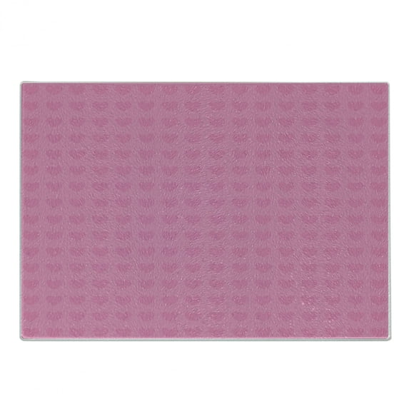 Pink Cutting Board, Small Heart Shapes Valentines Day Love and Feelings Concept Pattern for Romantic Couples, Decorative Tempered Glass Cutting and Serving Board, Small Size, Pink, by Ambesonne