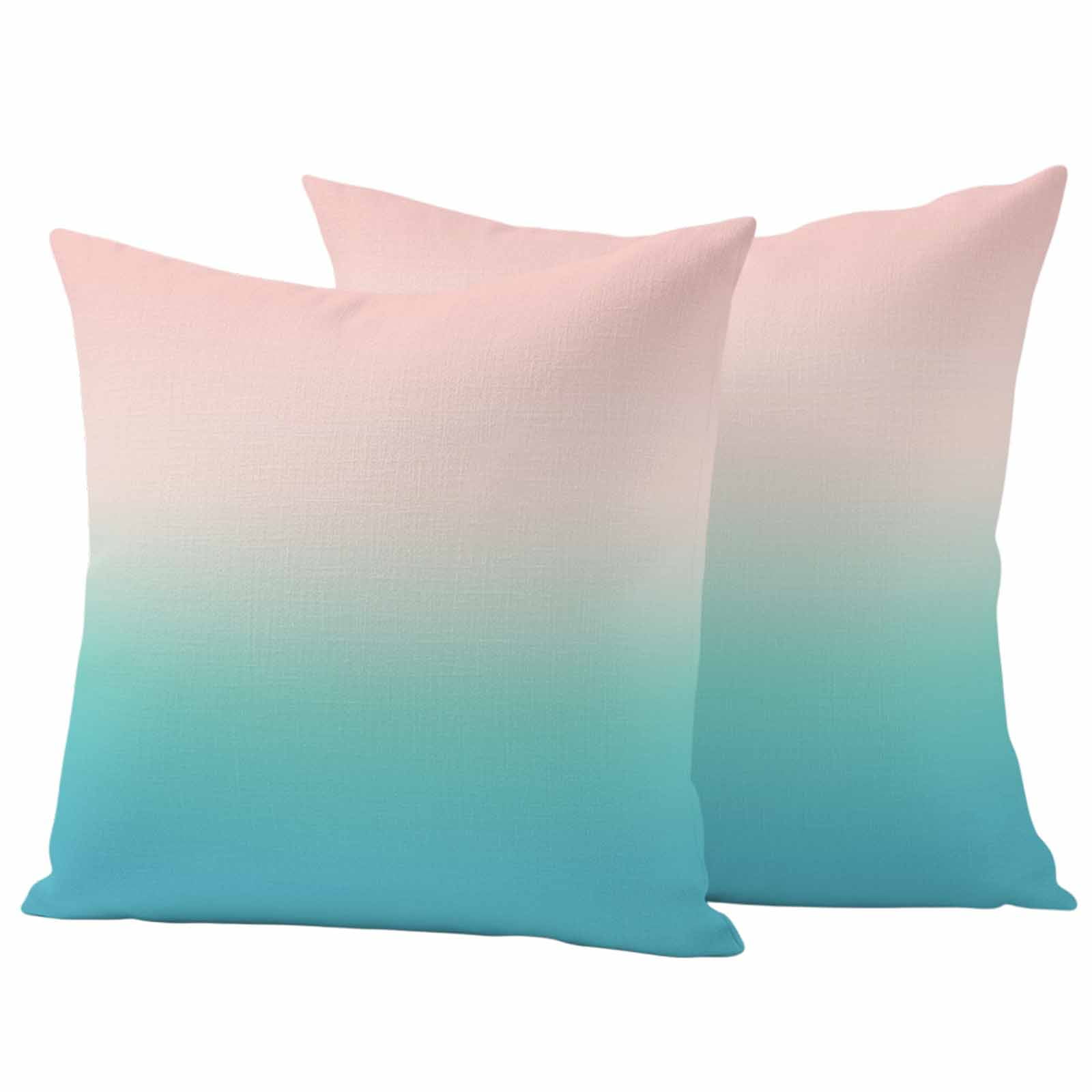 Pink Cyan Pillow Covers 2 Pack Gradient Abstract Ombre Art Pillowcase Waterproof Outdoor Throw Pillow Cover for Patio Garden Square Cushion 20”x20”