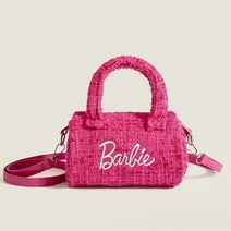 Pink Cylinder Bag Embroidered Letters One-shoulder Portable Messenger Bag Design Advanced Fashion Casual