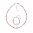 thumbnail image 1 of Pink Czech Glass Pearls with Resin Flower Handmade Bracelet and Necklace Gift Set (GSNB35), 1 of 2