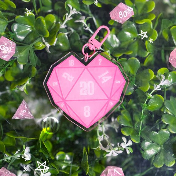Pink D20 Heart | D&D | Keychain (1 keychain)