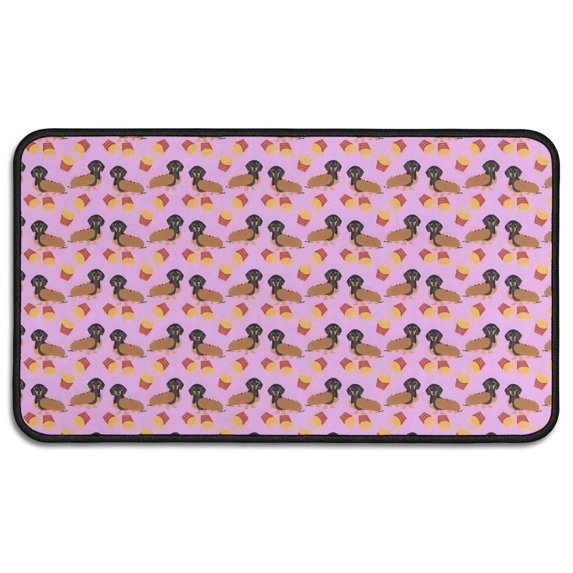 Pink Dachshund Chips Door Rugs,Washable Non Slip Door Mats Indoor,Decorative Door Mats,Entry Mat Indoor for Entrance,Bedroom,Kitchen,Bathroom,30"x17"
