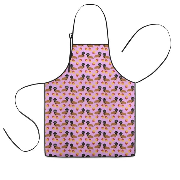 Pink Dachshund Chips Kids Aprons for Girls and Boys,Adjustable Neck Strap Toddler Aprons for Kids Cooking Baking