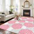 thumbnail image 1 of Pink Dahlia Area Rug 5x7 FT, Non Slip Bedroom Throw Carpet, Farmhouse Abstract Grey Floral Patterned Washable Soft Floor Carpet Non-Shedding Rug for Dining Room Bedside Classroom Desk, 1 of 9