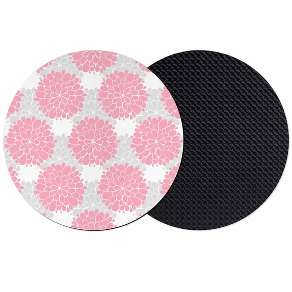 Pink Dahlia Coasters Set of 2, Absorbent Coasters for Drinks, Farmhouse Abstract Grey Floral Patterned Coaster for Desk Coffee Table Protection, Home Decor House Warming Gifts 4"