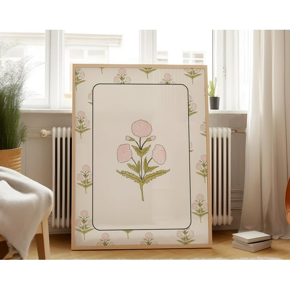 Pink Dahlia Framed, Vertical, Art Print, Trendy Decor, Vintage Painting, English Garden, Floral, Cottage, Nursery Wall Art, Modern Wall Decor For Living Room, 8x12 UNFRAMED