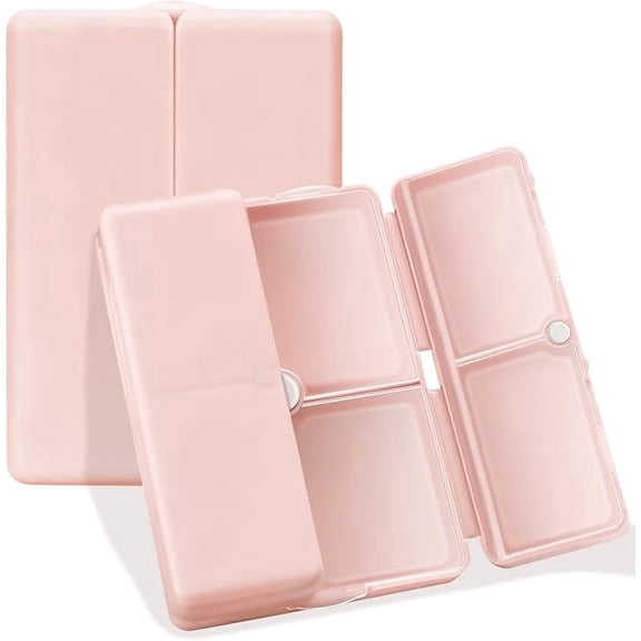 Pink Daily Pill Organizer Case - 7 Compartment Folding Pill Box - Portable Travel Medication Organizer for Vitamins Supplements Pills Purse Pocket