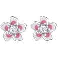 thumbnail image 1 of Pink Dainty Cherry Blossom Stud Earrings S925 Sterling Silver for Women Cartilage Cubic Zirconia Flower Studs Earring, 1 of 6