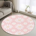 thumbnail image 1 of Pink Daisy 3ft Area Rug, Spring Floral Elegant Pastoral Botanical Washable Non-Slip Small Round Rugs for Entryway Bedroom Kitchen, Soft Circle Carpet for Dining Room, Playroom Nursery Rug, 1 of 9