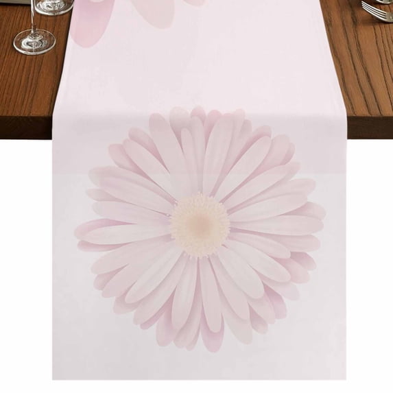 Pink Daisy Easter 108 Inch Table Runner, Spring Floral Elegant Pastoral Farmhouse Dresser Scarf Cotton & Linen Tablerunner for Dining/Kitchen Island/Holiday Party Décor 13" x 108"