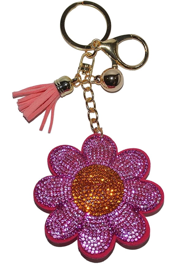 Detachable Pink Daisy Flower Keychain, Pink