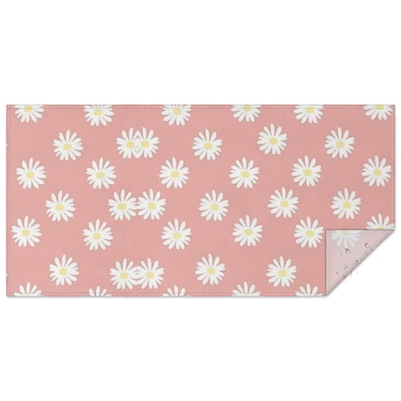 Pink Daisy Flower White Blooms Pattern Rectangle Tablecloth 60"x120",Waterproof Polyester Rectangle Table Cloth, Wipeable Spillproof Polyester Tablecloth for Dining, Camping, Indoor and Outdoor