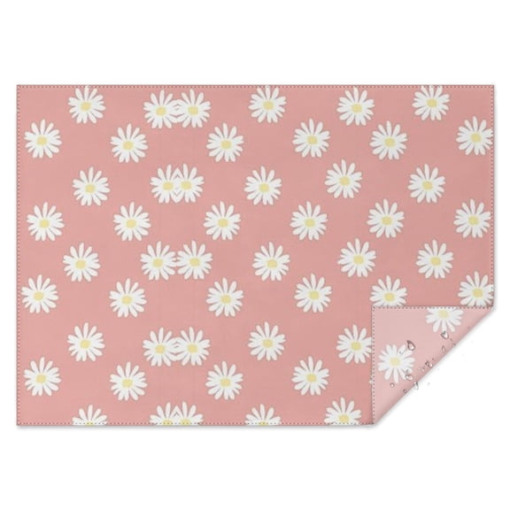 Pink Daisy Flower White Blooms Pattern Rectangle Tablecloth 60"x84",Waterproof Polyester Rectangle Table Cloth, Wipeable Spillproof Polyester Tablecloth for Dining, Camping, Indoor and Outdoor