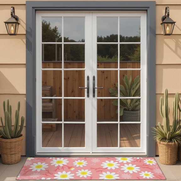 Pink Daisy Flower Yellow Centers Pattern Door Rugs,Washable Non Slip Door Mats Indoor,Decorative Door Mats,Entry Mat Indoor for Entrance,Bedroom,Kitchen,Bathroom,16"x47"