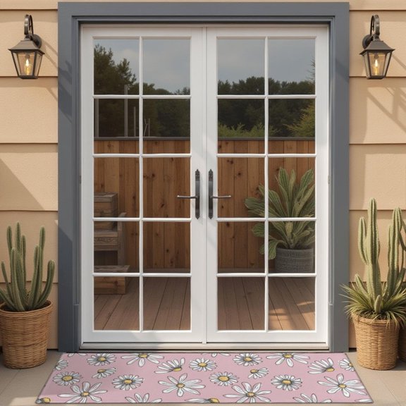 Pink Daisy Flower Yellow Centers Pattern Door Rugs,Washable Non Slip Door Mats Indoor,Decorative Door Mats,Entry Mat Indoor for Entrance,Bedroom,Kitchen,Bathroom,16"x47"