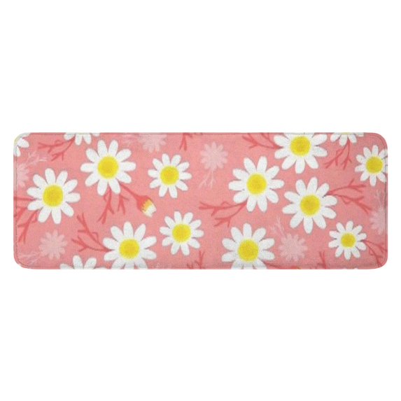 Pink Daisy Flower Yellow Centers Pattern Kitchen Rug Mat,Kitchen Runner Rugs Non Skid Washable,Decorative Kitchen Floor Mats for Kitchen,Sink,Laundry,17"x47.2"