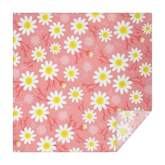 Pink Daisy Flower Yellow Centers Pattern Square Tablecloth,Waterproof Square Table Cover,Wipeable Spillproof Washable Table Cover for Home Kitchen Party Decor 52"x52"(132x132cm)