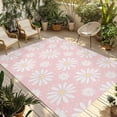 thumbnail image 1 of Pink Daisy Outdoor Rug for Patio/Deck/Porch, Non-Slip Large Area Rug 3 x 5 Ft, Spring Floral Elegant Pastoral Botanical Indoor Outdoor Rugs Washable Area Rugs, Reversible Camping Rug Carpet Runner, 1 of 8