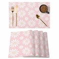 thumbnail image 1 of Pink Daisy Placemats Set of 6 Spring Floral Elegant Pastoral Botanical Place Mats Indoor Wipeable Table Mats Washable Cloth Dining Table Placemats for Kitchen Holiday Party Home Decor 13x19 Inch, 1 of 9
