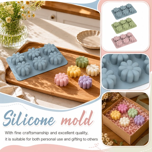 Pink Daisy Silicone Mold, Silicone Baking Mold, Silicone Molds, Silicone Molds for Chocolate, 6-Cavity Flower Shape -Grade Reusable Tray with Daisy Design for Homemade Treats,