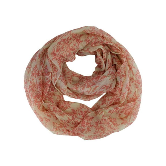 Pink Damask Brocade Print Infinity Scarf