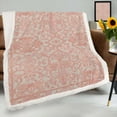 thumbnail image 1 of Pink Damask Floral Textile Design Sherpa Blanket Throw Blanket For Bed Chair Sofa Blanket For Women Men Blanket Microfiber, 1 of 8