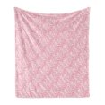 thumbnail image 1 of Pink Damask Soft Flannel Fleece Blanket, Monochrome Simplistic Romantic Cartoon Flowers Leaves Continuous Pattern, Cozy Plush for Indoor and Outdoor Use, 50" x 70", Pale Pink White, by Ambesonne, 1 of 5